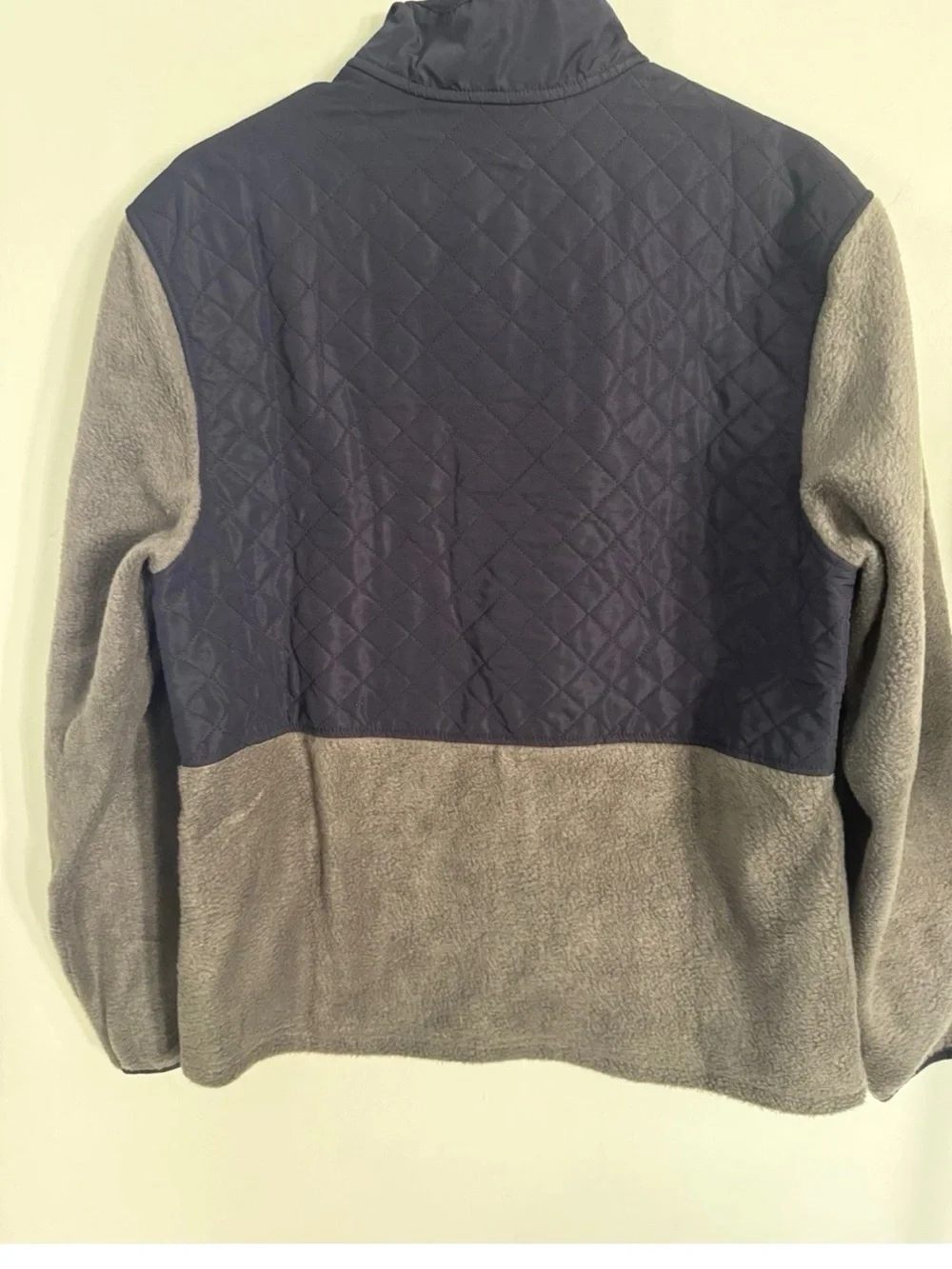 Eddie Bauer Quilted Fleece Jacket in Navy and Taupe Panel